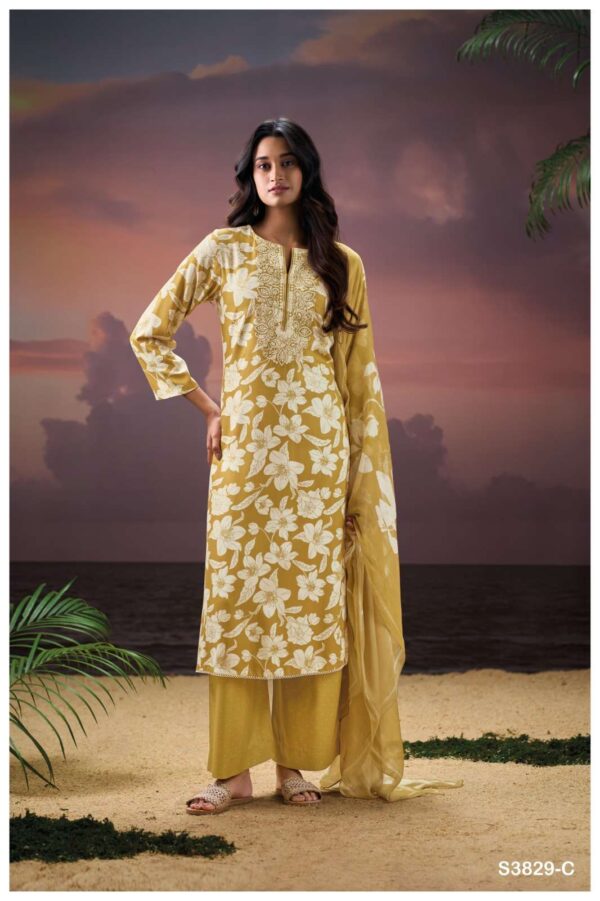 My Fashion Road Ganga Fashion Aleira Pure Wool Pashmina Winter Wear Suit | C3829-C