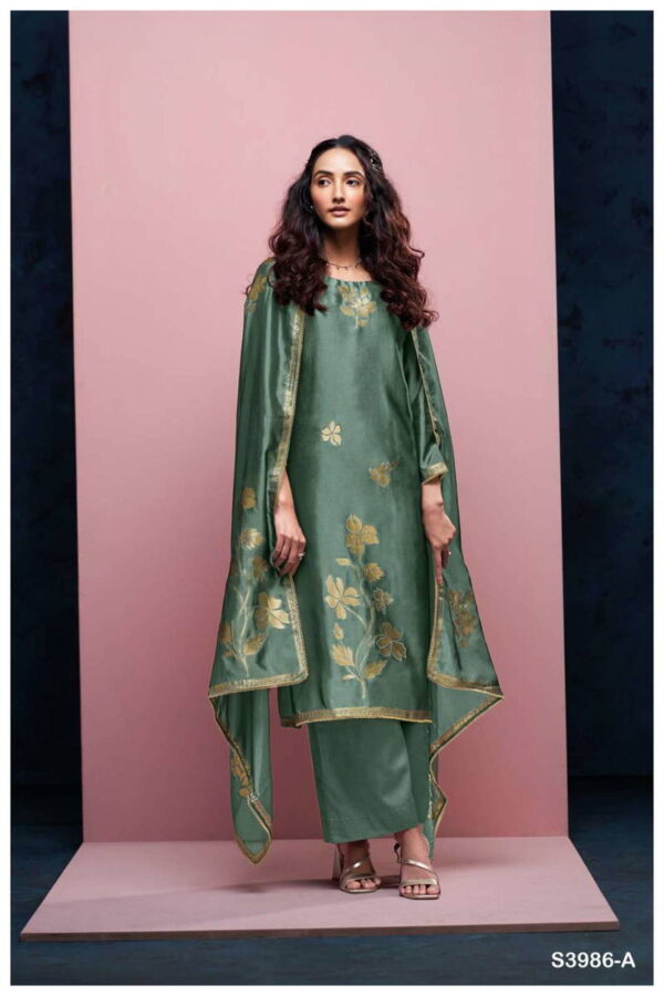 My Fashion Road Ganga Fashion Briora Fancy Viscose Silk Designer Suit | S3986 – A