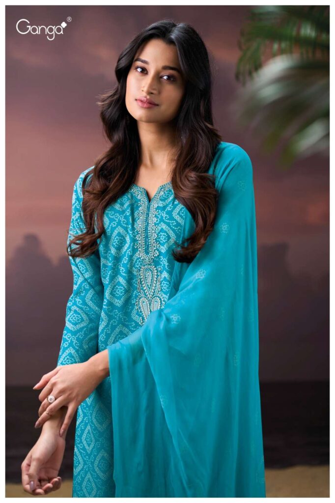 My Fashion Road Ganga Fashion Eirlys Pure Wool Pashmina Winter Suit | S3893-B