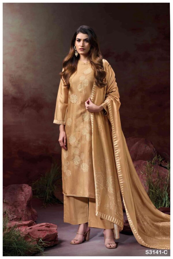 My Fashion Road Ganga Fashion Ellahi Fancy Bemberg Silk Dress | S3141-C