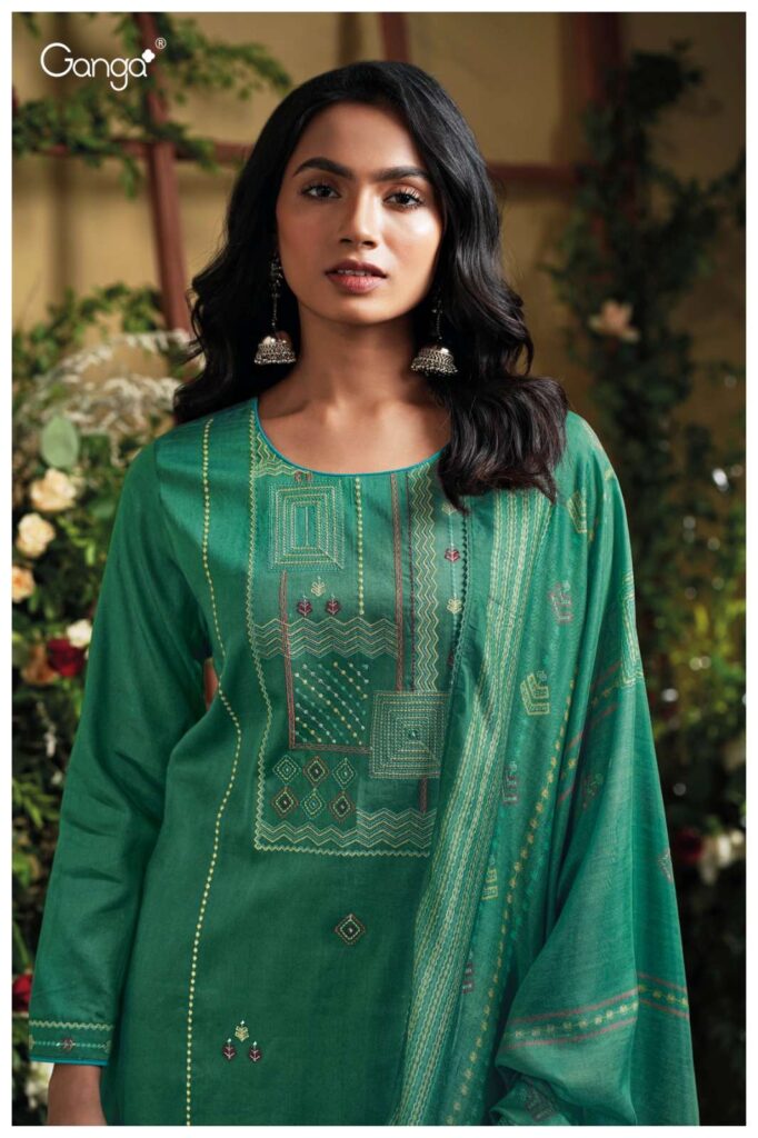 My Fashion Road Ganga Fashion Ellesy Fancy Cotton Satin Premium Design Suit | S3806-D