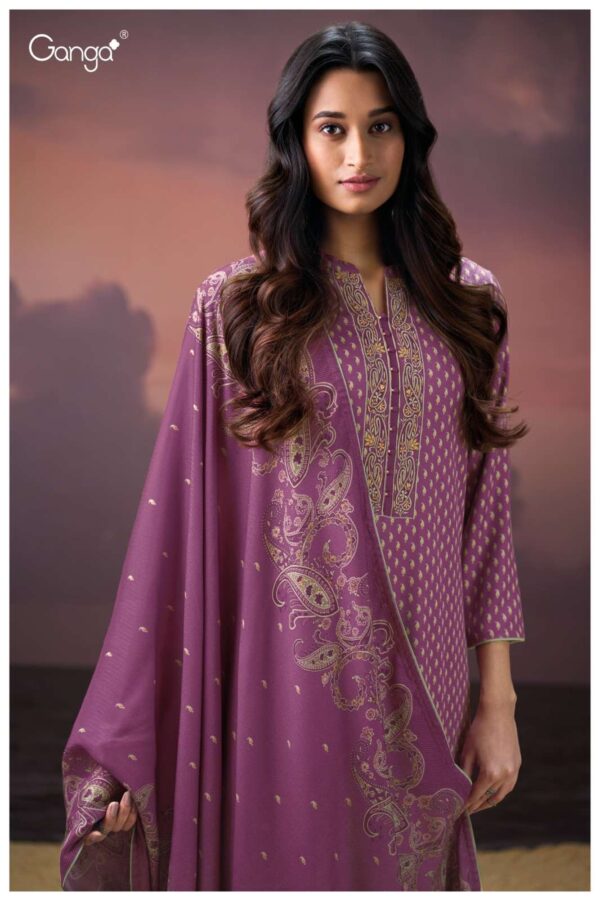 My Fashion Road Ganga Fashion Gretel Winter Wear Pure Wool Pashmina Suit | C3905-B