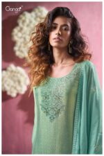 My Fashion Road Ganga Fashion Hafssa Designer Silk Jacquard Style Suit | S3400 -B