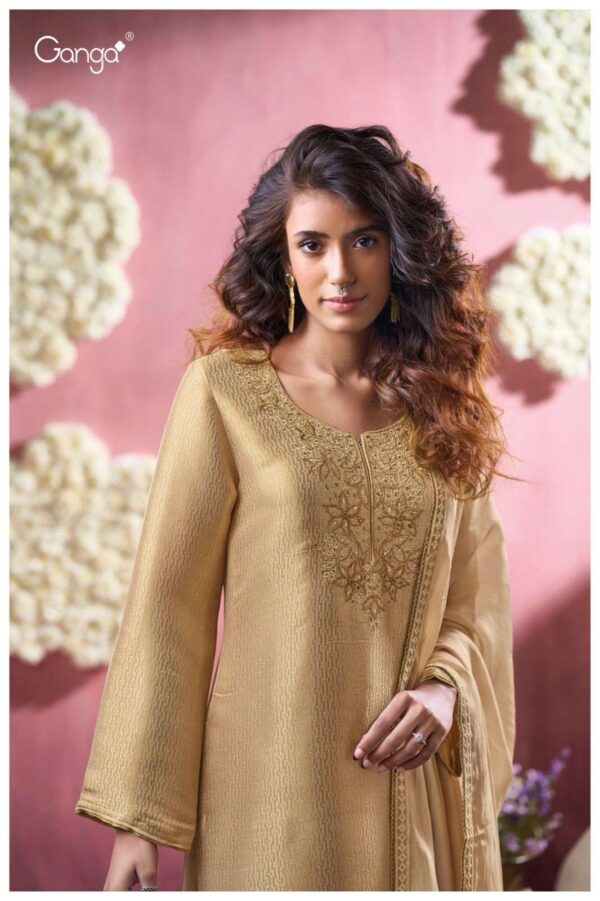 My Fashion Road Ganga Fashion Hafssa Designer Silk Jacquard Style Suit | S3400 -A