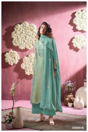 My Fashion Road Ganga Fashion Hafssa Designer Silk Jacquard Style Suit | S3400 -B