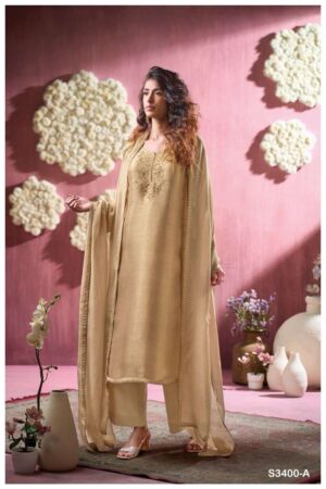 My Fashion Road Ganga Fashion Hafssa Designer Silk Jacquard Style Suit | S3400 -A