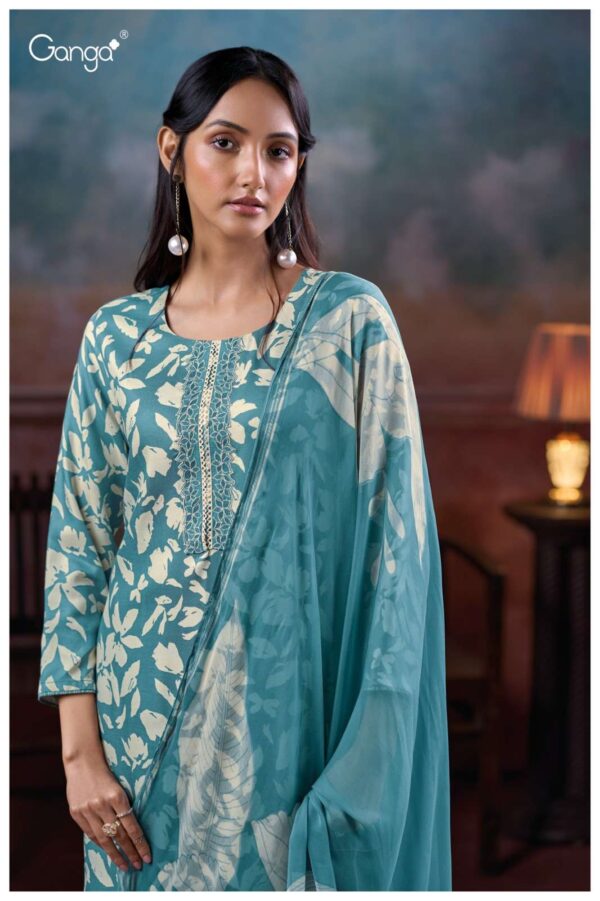 My Fashion Road Ganga Fashion Haizea Printed Pashmina Winter Suit | C3832-A