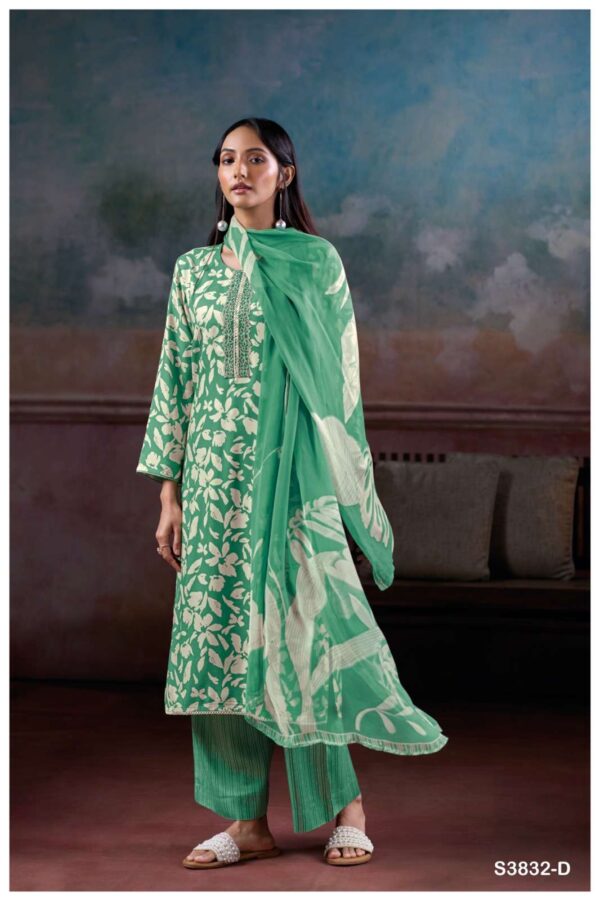 My Fashion Road Ganga Fashion Haizea Printed Pashmina Winter Suit | C3832-D