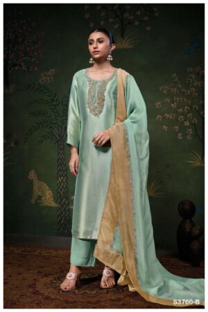 My Fashion Road Ganga Fashion Luvisha Partywear Style Pure Bemberg Silk Suit | S3760 -B
