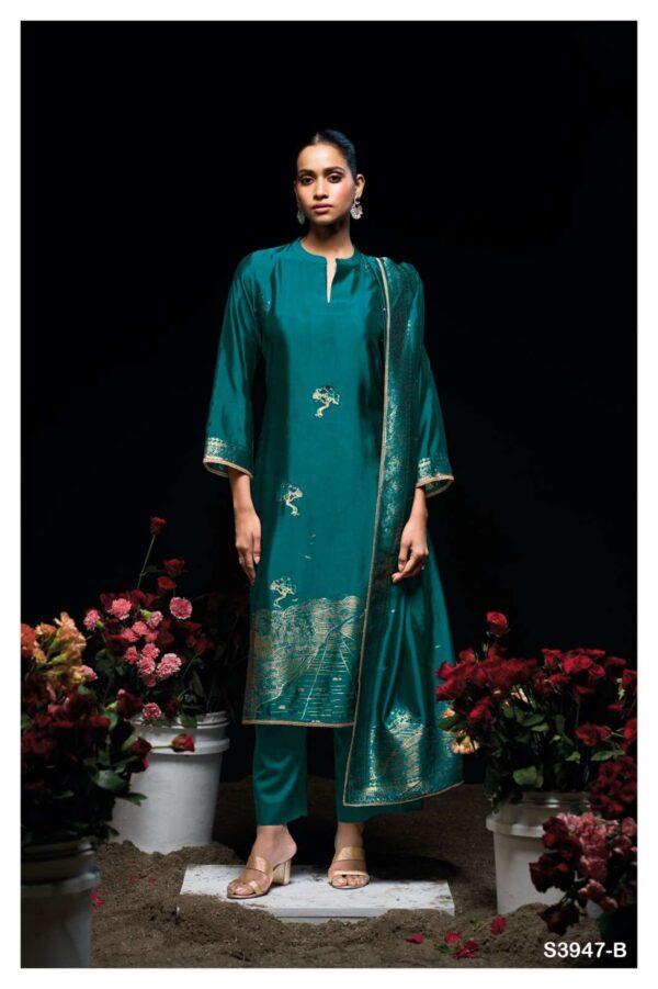 My Fashion Road Ganga Fashion Sidra Designer Viscose Woven Silk Suit | S3947 – B