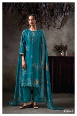 My Fashion Road Ganga Fashion Virelza Fancy Russian Silk Ladies Suit | S3864 – A