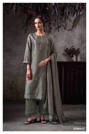 My Fashion Road Ganga Fashion Virelza Fancy Russian Silk Ladies Suit | S3864 – C