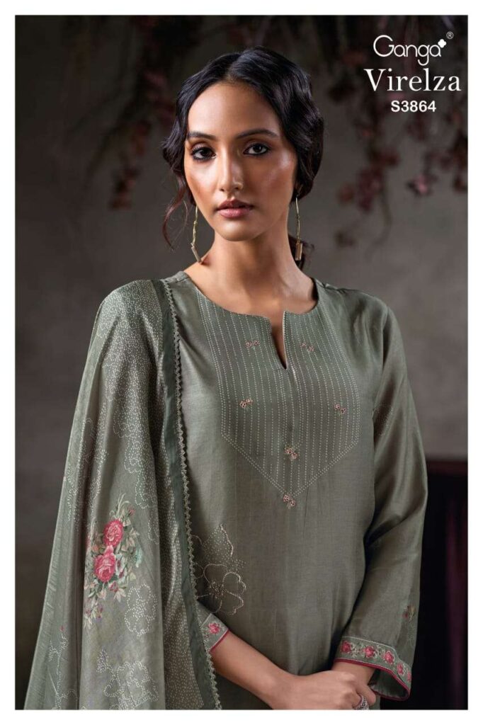 My Fashion Road Ganga Fashion Virelza Fancy Russian Silk Ladies Suit | S3864 – C