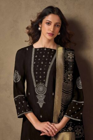 My Fashion Road Omtex Kriti Niti Exclusive Designer Silk Black Suit  | 8551