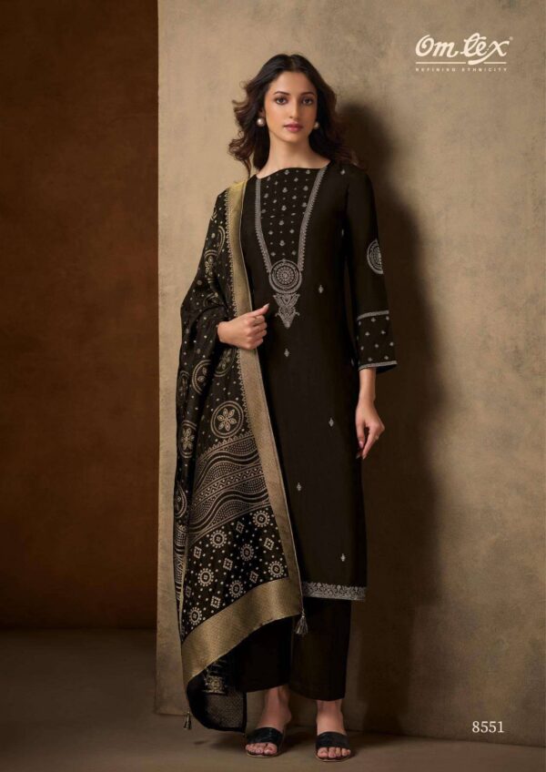 My Fashion Road Omtex Kriti Niti Exclusive Designer Silk Black Suit  | 8551