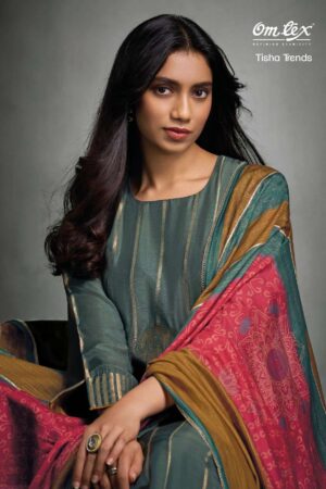 My Fashion Road Omtex Tisha Trends Latest Style Muslin Jacquard Suit | 7901- D