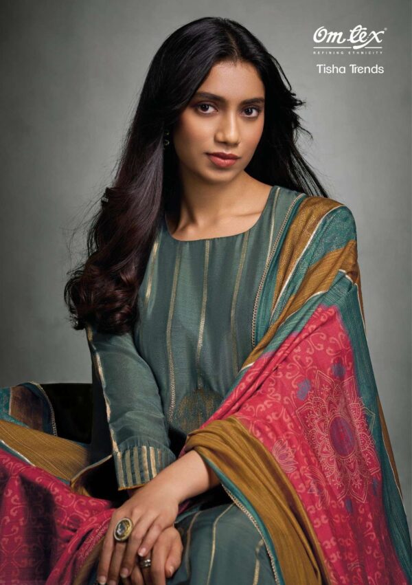 My Fashion Road Omtex Tisha Trends Latest Style Muslin Jacquard Suit | 7901- D