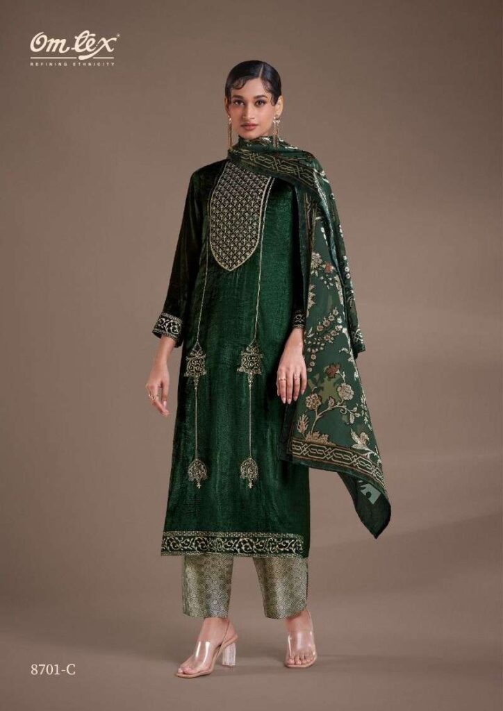 My Fashion Road Omtex Ritha Vol 24 Wedding Wear Velvet Designer Suit | 8701-C