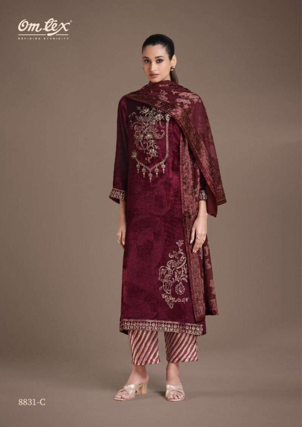 My Fashion Road Omtex Ritha Vol 21 Designer Pure Viscose Velvet Suit | 8831-C