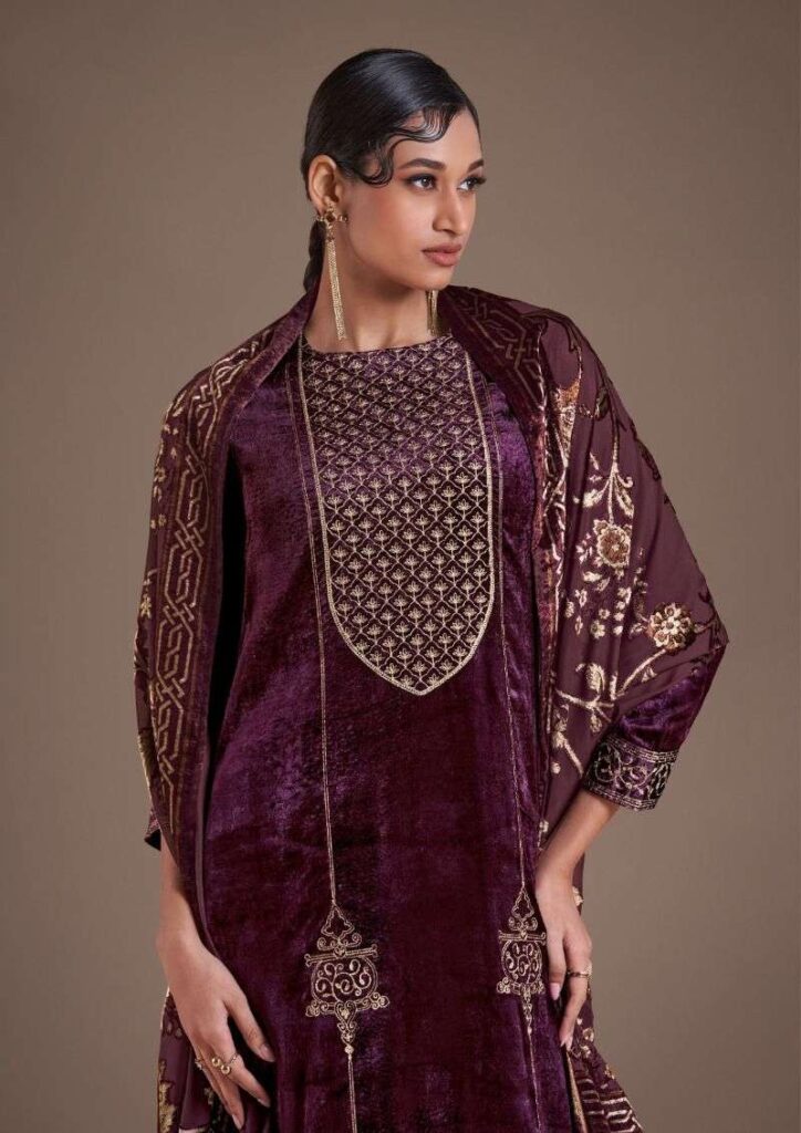 My Fashion Road Omtex Ritha Vol 24 Wedding Wear Velvet Designer Suit | 8701-B