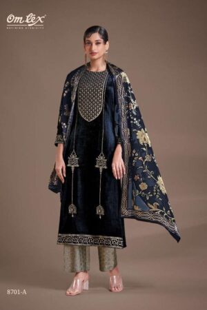 My Fashion Road Omtex Ritha Vol 24 Wedding Wear Velvet Designer Suit | 8701-A