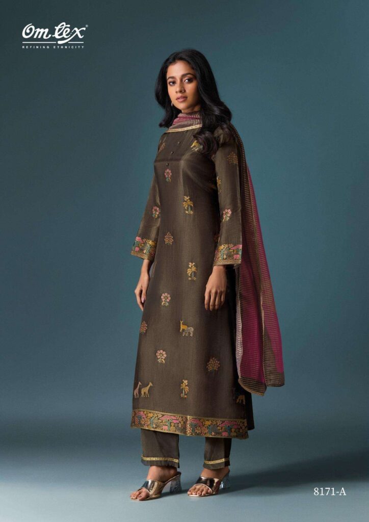 My Fashion Road Omtex Niraya Partywear Style Designer Jacquard Silk Suit | 8171-A