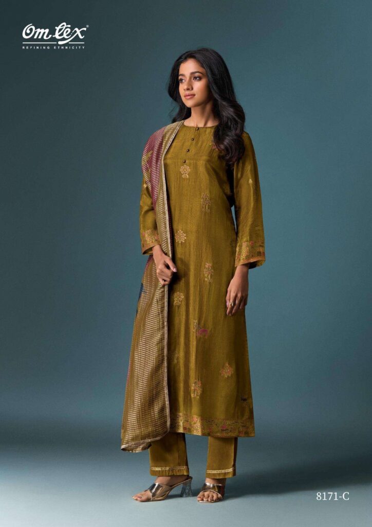 My Fashion Road Omtex Niraya Partywear Style Designer Jacquard Silk Suit | 8171-C