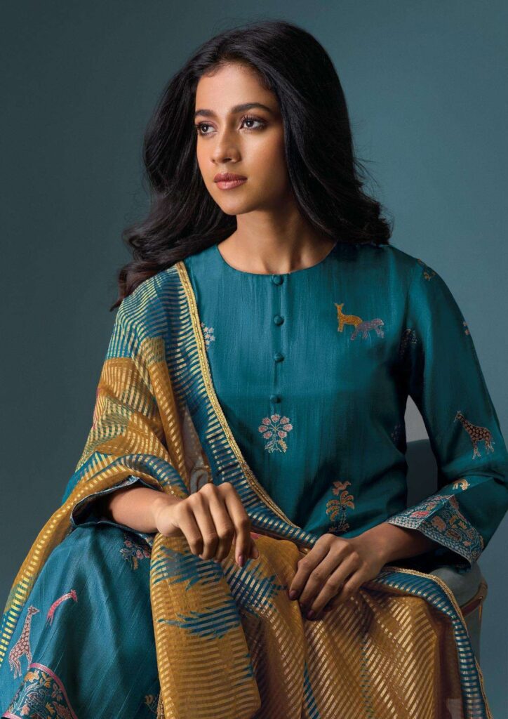 My Fashion Road Omtex Niraya Partywear Style Designer Jacquard Silk Suit | 8171-D