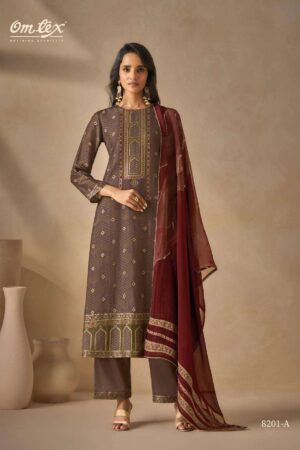 My Fashion Road Omtex Kivira Digital Prints Jacquard Silk Suit | 8401-A