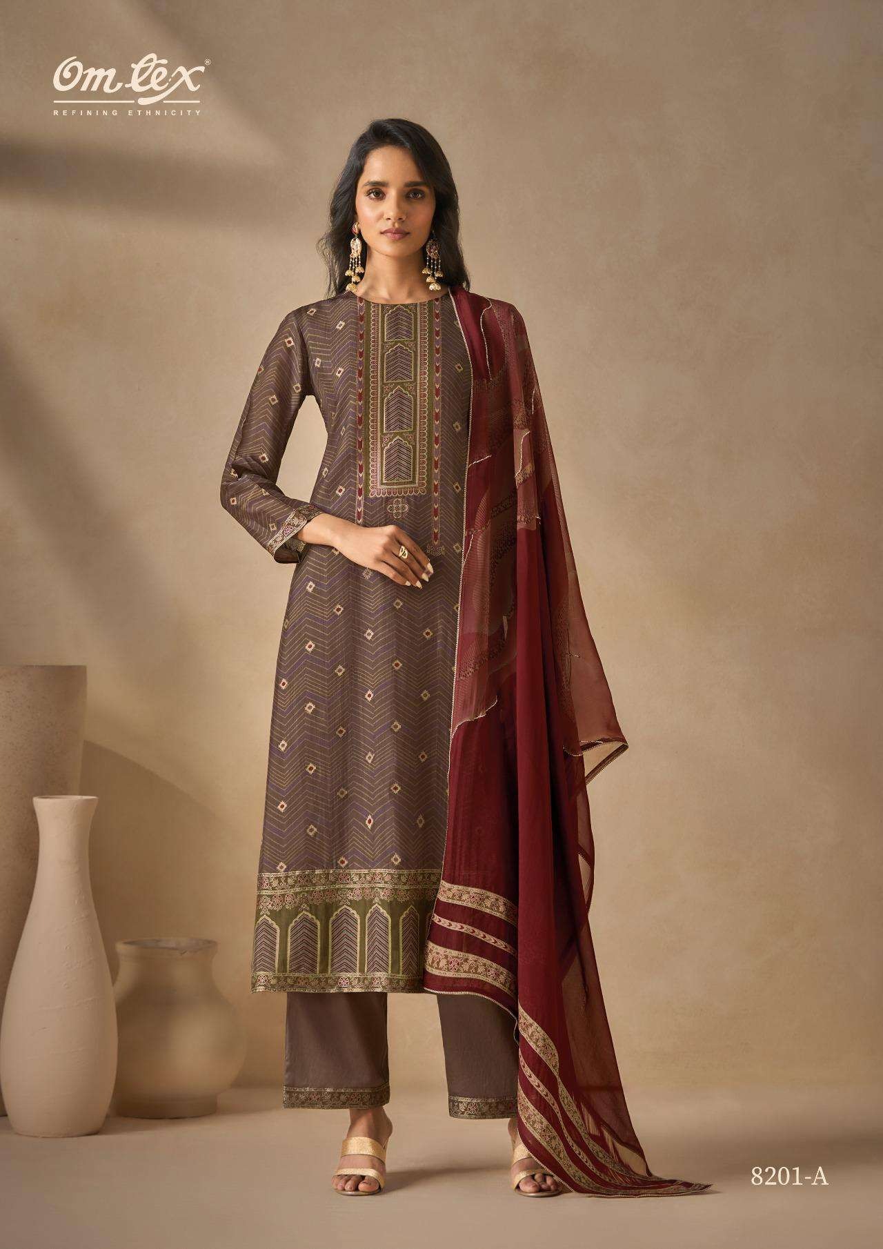 My Fashion Road Omtex Kivira Digital Prints Jacquard Silk Suit | 8401-A My Fashion Road Omtex Kivira Digital Prints Jacquard Silk Suit | 8401-A