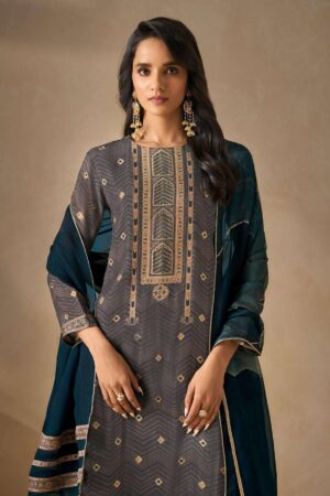 My Fashion Road Omtex Kivira Digital Prints Jacquard Silk Suit | 8401-B