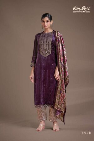 My Fashion Road Omtex Ritha Vol 22 Pure Viscose Velvet Designer Suit | 8711-B