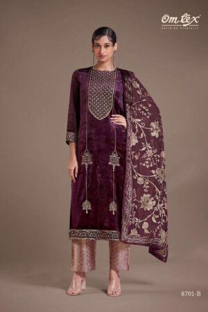 My Fashion Road Omtex Ritha Vol 24 Wedding Wear Velvet Designer Suit | 8701-B