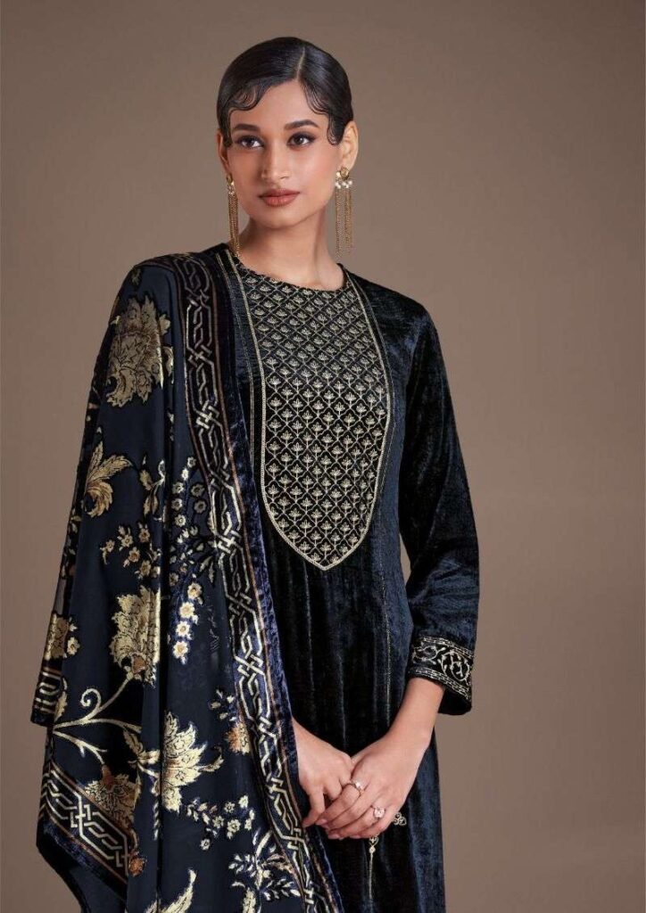 My Fashion Road Omtex Ritha Vol 24 Wedding Wear Velvet Designer Suit | 8701-A