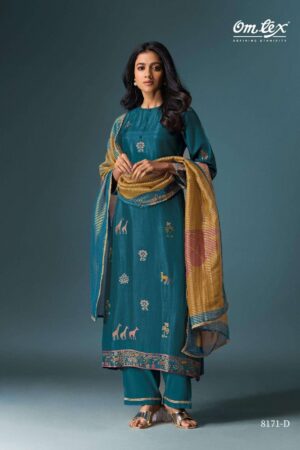 My Fashion Road Omtex Niraya Partywear Style Designer Jacquard Silk Suit | 8171-D
