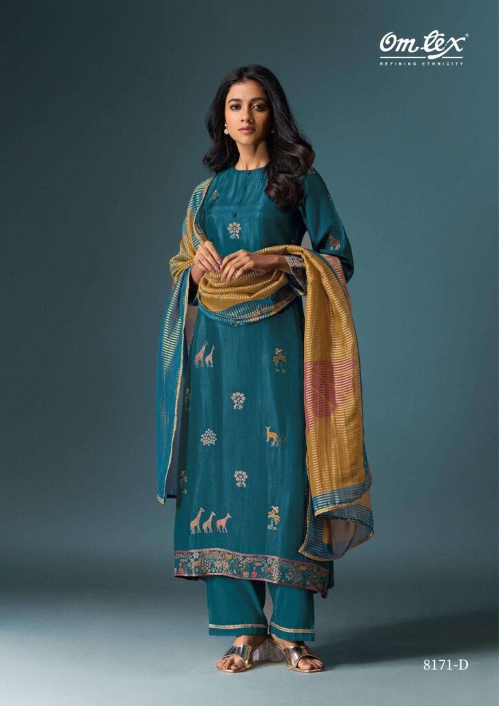 My Fashion Road Omtex Niraya Partywear Style Designer Jacquard Silk Suit | 8171-D