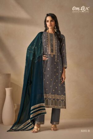 My Fashion Road Omtex Kivira Digital Prints Jacquard Silk Suit | 8401-B