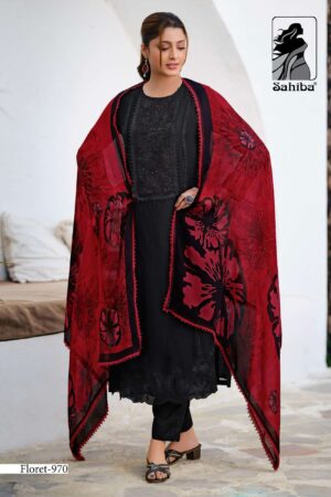 My Fashion Road Sahiba Floret Designer Work Organza Silk Suit – 970