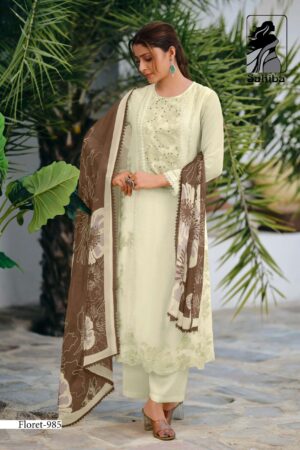 My Fashion Road Sahiba Floret Designer Work Organza Silk Suit – 985