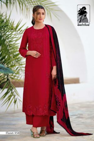 My Fashion Road Sahiba Floret Designer Work Organza Silk Suit – 958