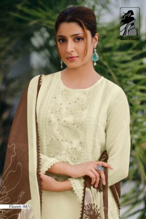 My Fashion Road Sahiba Floret Designer Work Organza Silk Suit – 985