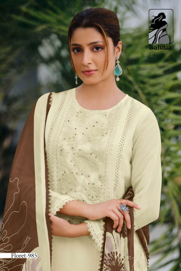 My Fashion Road Sahiba Floret Designer Work Organza Silk Suit – 985