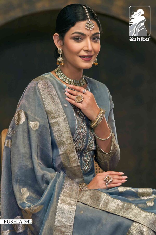 My Fashion Road Sahiba Fushia Partywear Jacquard Designer Suit – 342