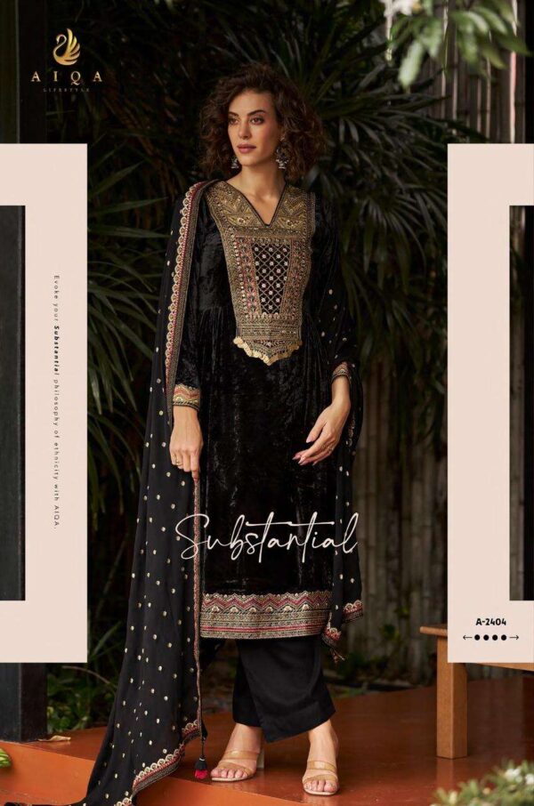 My Fashion Road Aiqa Qealiz Partywear Style Velvet Designer Suit | A – 2404