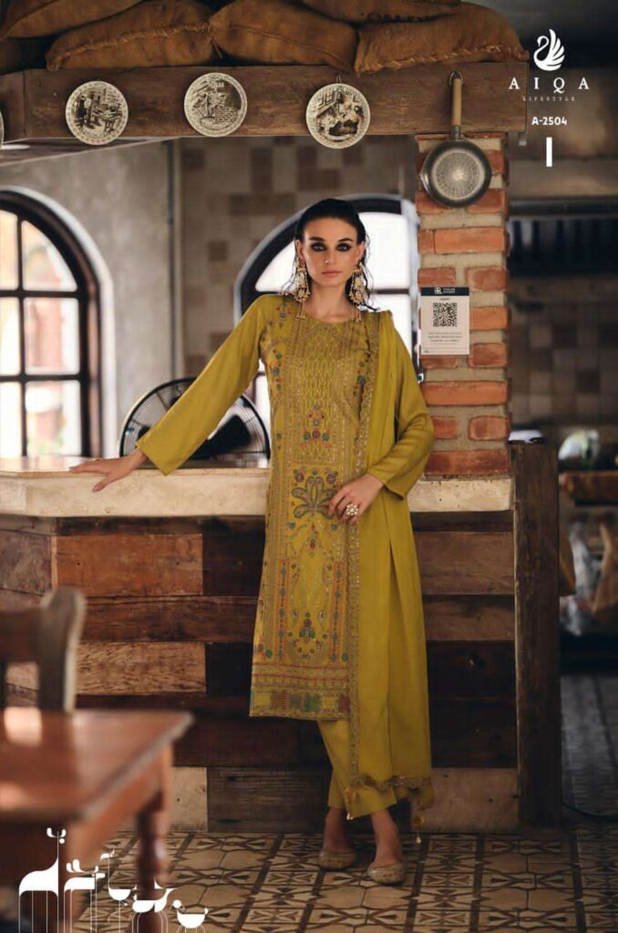My Fashion Road Aiqa Rihana Pure Viscose Pashmina Latest Winter Suit | A – 2504