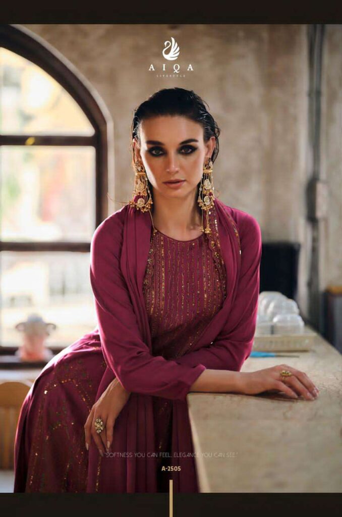 My Fashion Road Aiqa Rihana Pure Viscose Pashmina Latest Winter Suit | A – 2505