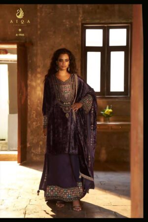 My Fashion Road Aiqa Shuijing Pure Viscose Velvet Designer Suit | A – 1905