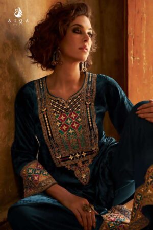 My Fashion Road Aiqa Shuijing Pure Viscose Velvet Designer Suit | A – 1902