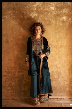 My Fashion Road Aiqa Shuijing Pure Viscose Velvet Designer Suit | A – 1902