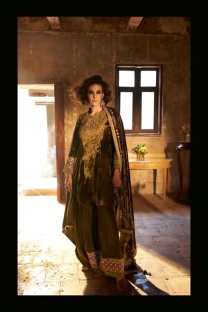 My Fashion Road Aiqa Shuijing Pure Viscose Velvet Designer Suit | A – 1906